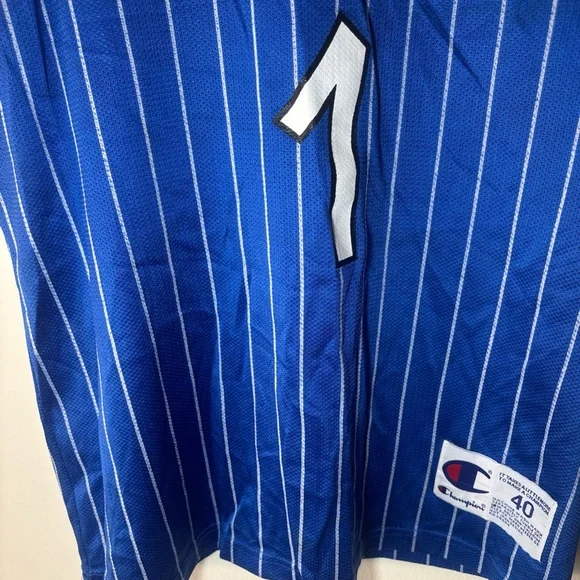 90s Champion Blue and White Penny Hardaway Orlando Magic Pin-Striped Jersey - Picture 5 of 8
